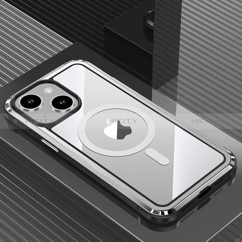 Handyhülle Hülle Luxus Aluminium Metall und Silikon Rahmen Tasche QC1 für Apple iPhone 14 groß