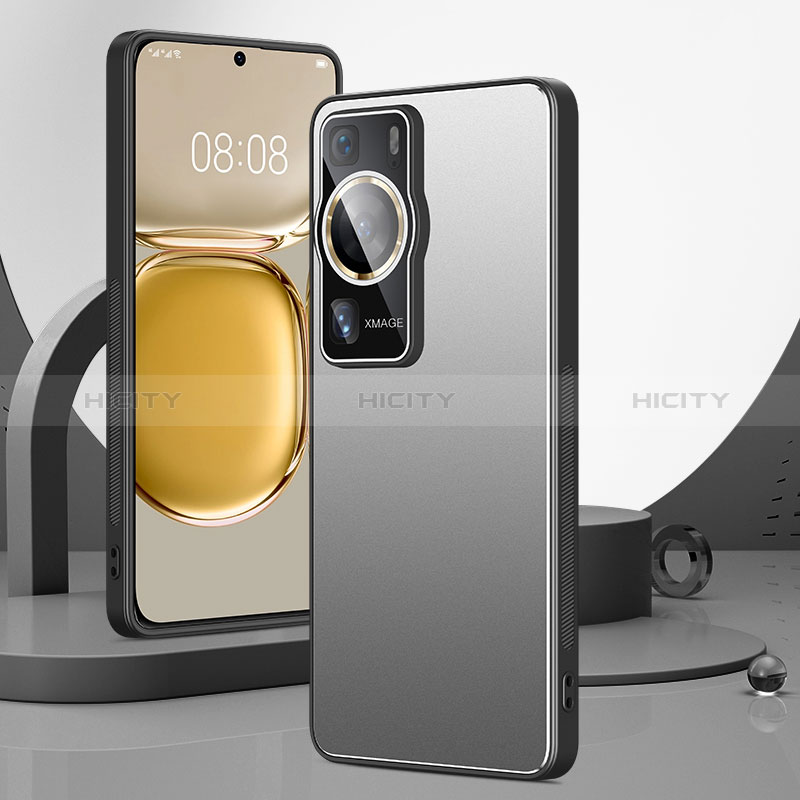 Handyhülle Hülle Luxus Aluminium Metall und Silikon Rahmen Tasche S01 für Huawei P60 Pro Silber