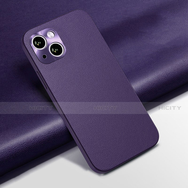 Handyhülle Hülle Luxus Leder Schutzhülle A02 für Apple iPhone 15 Violett Plus