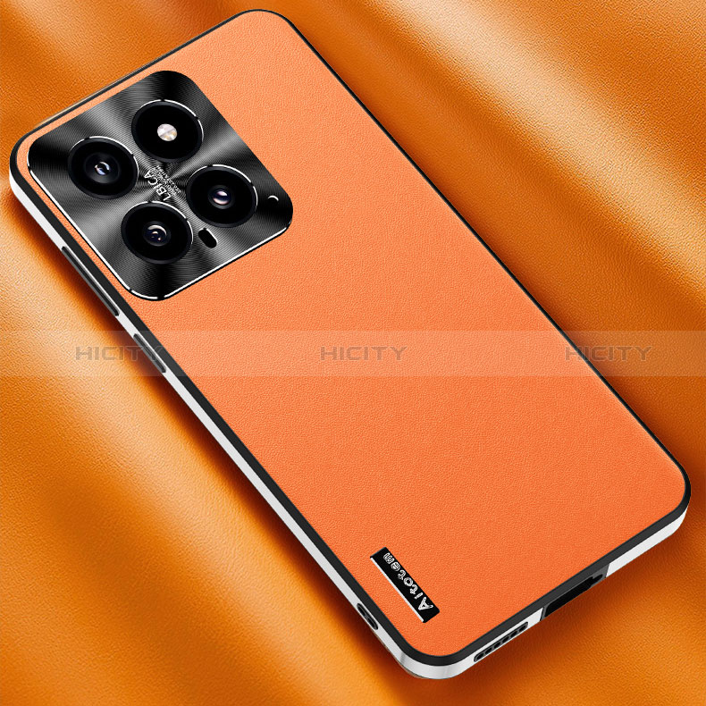 Handyhülle Hülle Luxus Leder Schutzhülle AT2 für Xiaomi Mi 14 5G Orange