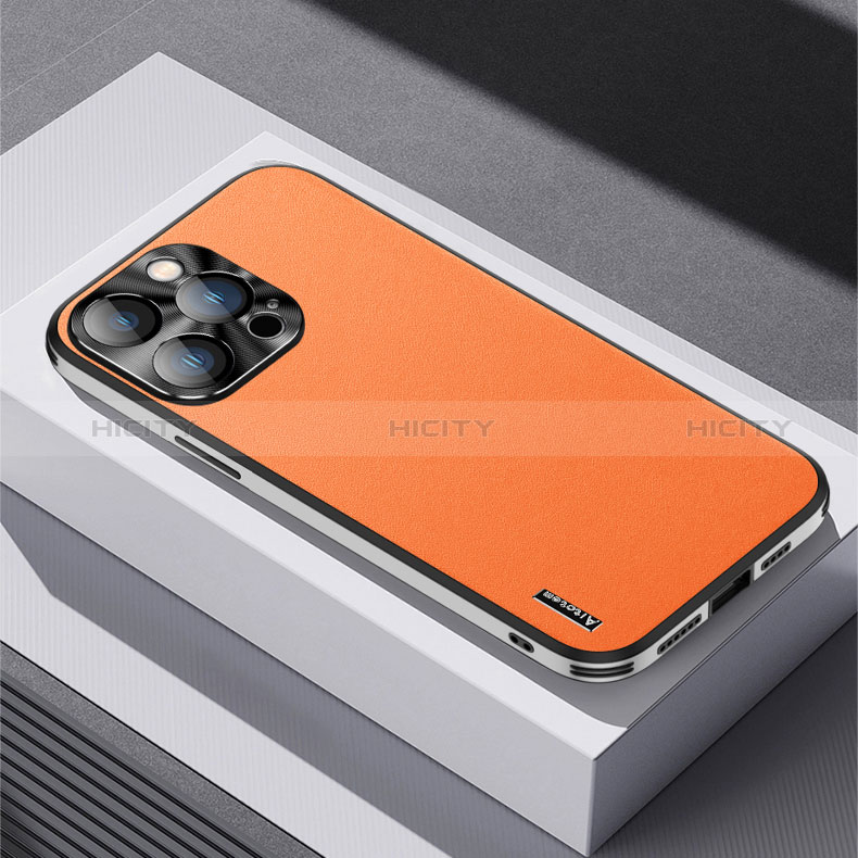 Handyhülle Hülle Luxus Leder Schutzhülle AT5 für Apple iPhone 16 Pro Max Orange Plus