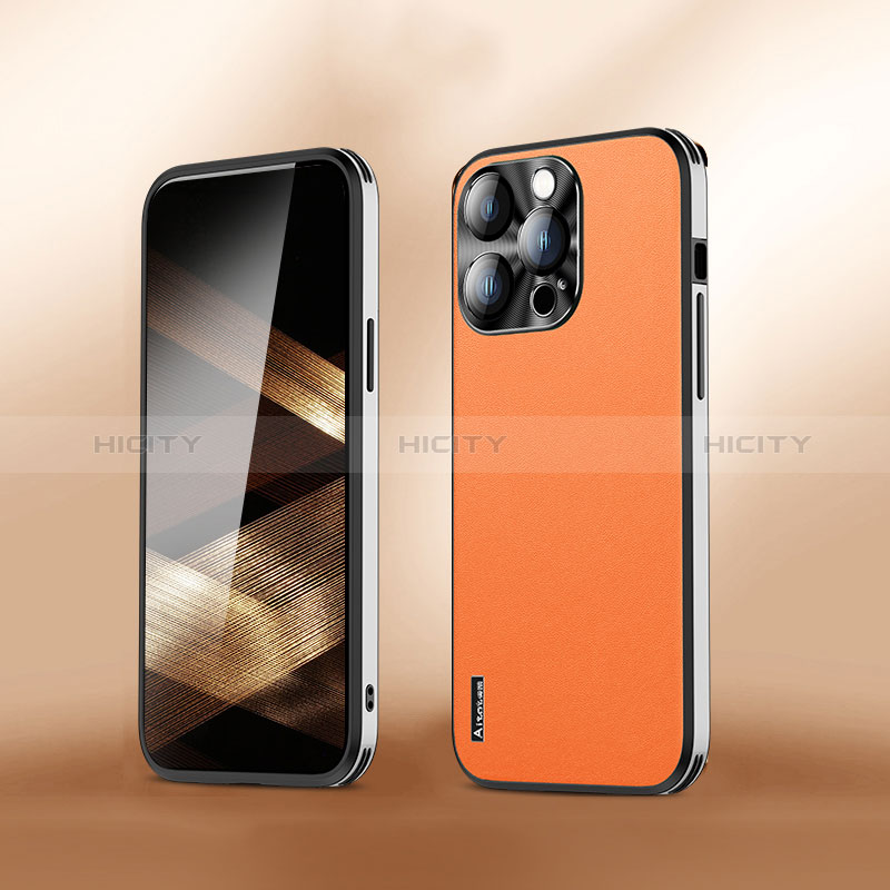 Handyhülle Hülle Luxus Leder Schutzhülle AT6 für Apple iPhone 16 Pro Max Orange Plus