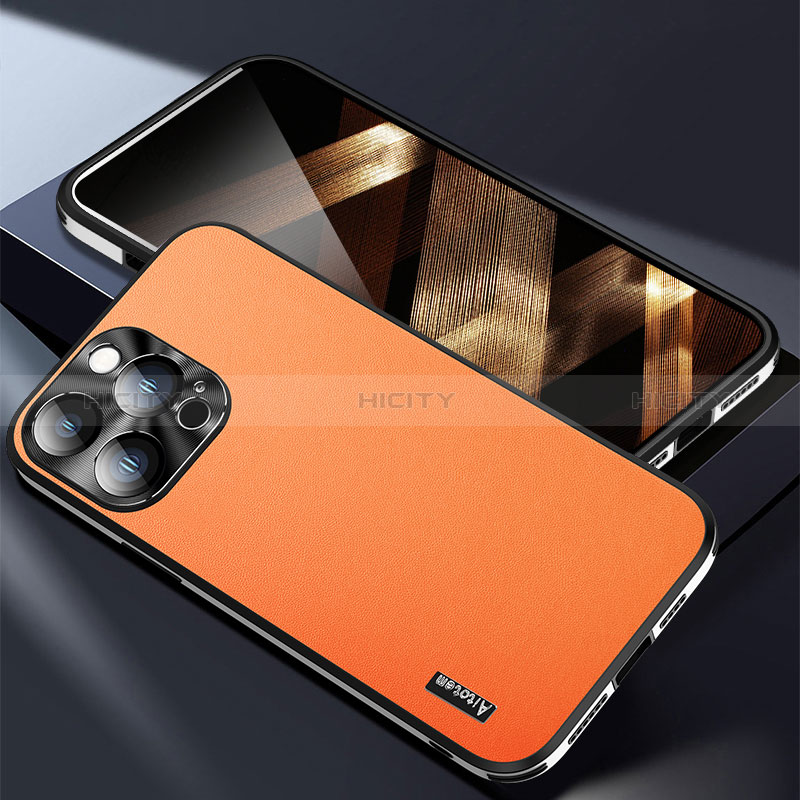 Handyhülle Hülle Luxus Leder Schutzhülle AT7 für Apple iPhone 13 Pro Orange Plus