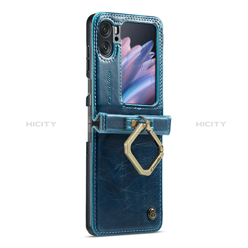 Handyhülle Hülle Luxus Leder Schutzhülle C01S für Oppo Find N2 Flip 5G Blau Plus