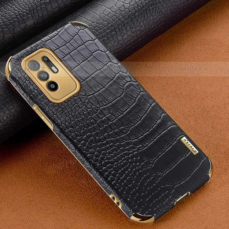 Handyhülle Hülle Luxus Leder Schutzhülle für Oppo A95 5G Schwarz