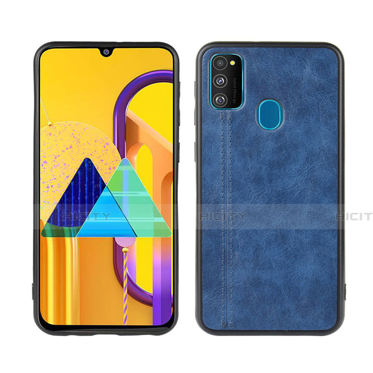 Handyhülle Hülle Luxus Leder Schutzhülle für Samsung Galaxy M21 Blau Plus