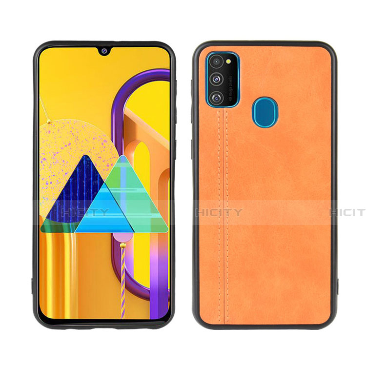 Handyhülle Hülle Luxus Leder Schutzhülle für Samsung Galaxy M21 Orange Plus