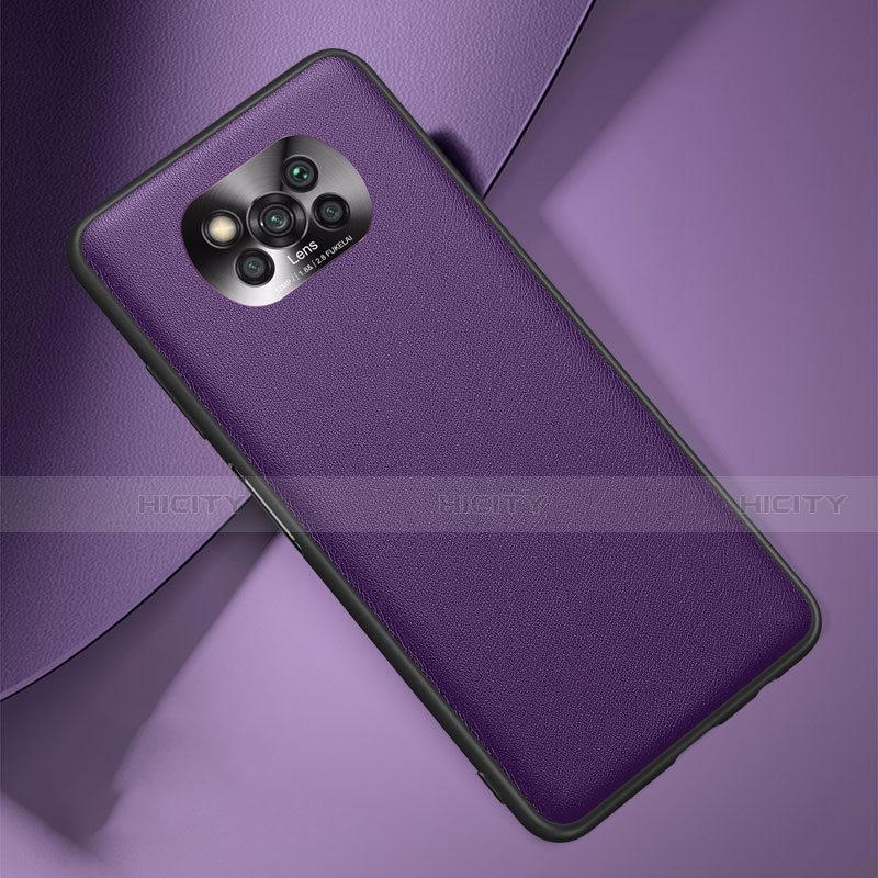 Handyhülle Hülle Luxus Leder Schutzhülle für Xiaomi Poco X3 NFC Violett