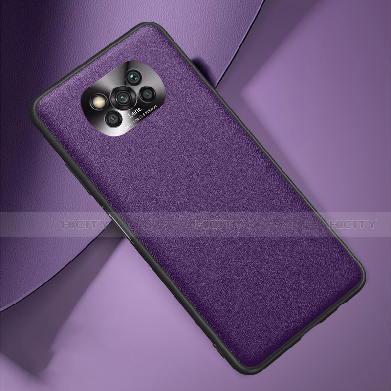 Handyhülle Hülle Luxus Leder Schutzhülle für Xiaomi Poco X3 Pro Violett Plus