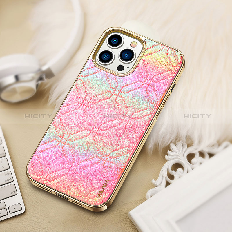 Handyhülle Hülle Luxus Leder Schutzhülle LD4 für Apple iPhone 14 Pro Pink