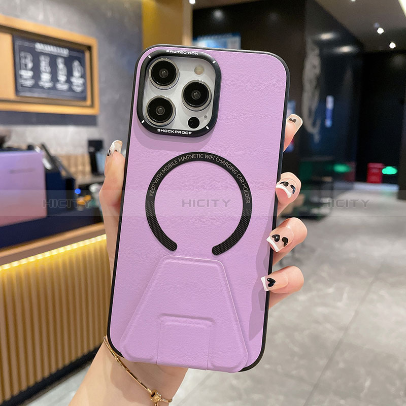 Handyhülle Hülle Luxus Leder Schutzhülle mit Mag-Safe Magnetic Magnetisch für Apple iPhone 14 Pro Max Violett