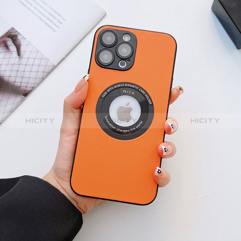 Handyhülle Hülle Luxus Leder Schutzhülle mit Mag-Safe Magnetic Magnetisch für Apple iPhone 15 Pro Max Orange