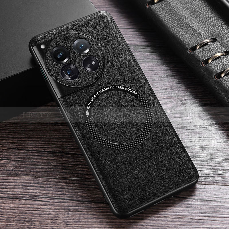 Handyhülle Hülle Luxus Leder Schutzhülle mit Mag-Safe Magnetic Magnetisch P01 für OnePlus 12R 5G Schwarz Plus