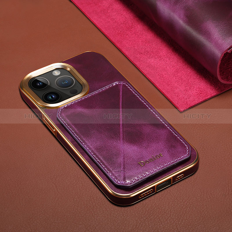 Handyhülle Hülle Luxus Leder Schutzhülle MT1 für Apple iPhone 15 Pro Violett Plus