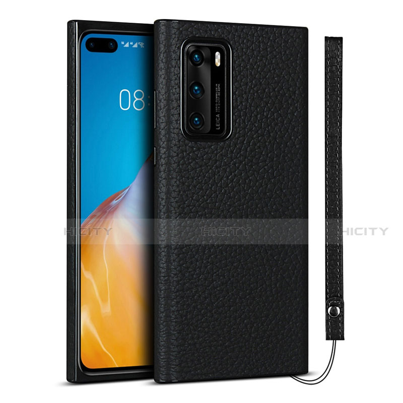 Handyhülle Hülle Luxus Leder Schutzhülle N02 für Huawei P40 Schwarz