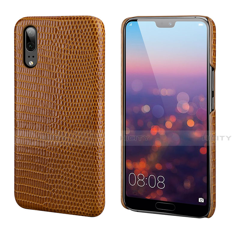 Handyhülle Hülle Luxus Leder Schutzhülle P03 für Huawei P20 Braun