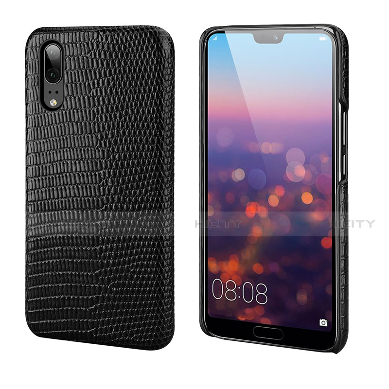 Handyhülle Hülle Luxus Leder Schutzhülle P03 für Huawei P20 Schwarz