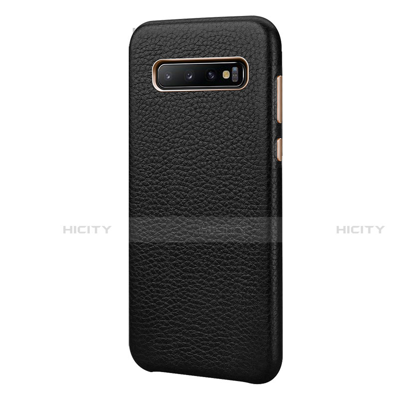 Handyhülle Hülle Luxus Leder Schutzhülle P03 für Samsung Galaxy S10 Plus Schwarz