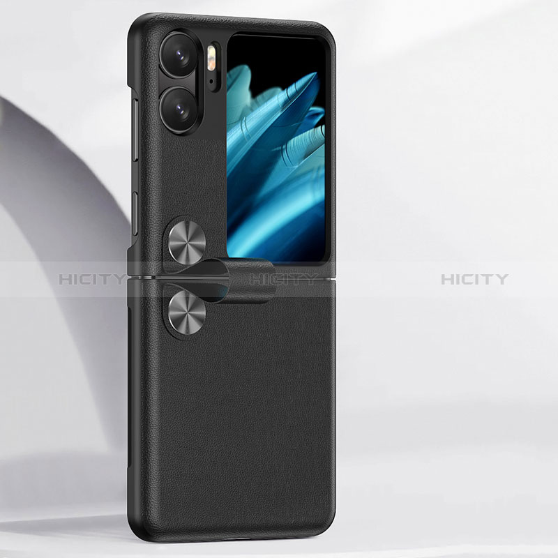 Handyhülle Hülle Luxus Leder Schutzhülle QK2 für Oppo Find N2 Flip 5G Schwarz Plus