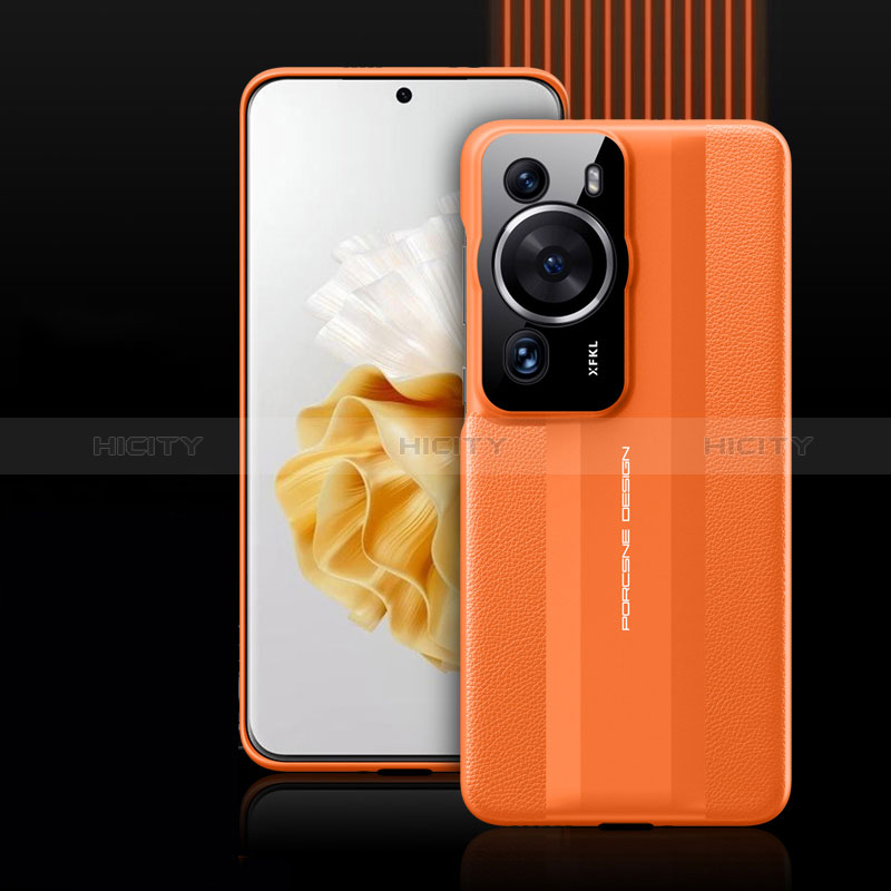 Handyhülle Hülle Luxus Leder Schutzhülle QK5 für Huawei P60 Orange Plus