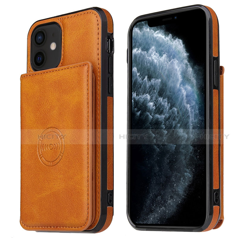 Handyhülle Hülle Luxus Leder Schutzhülle R01 für Apple iPhone 12 Mini Orange Plus