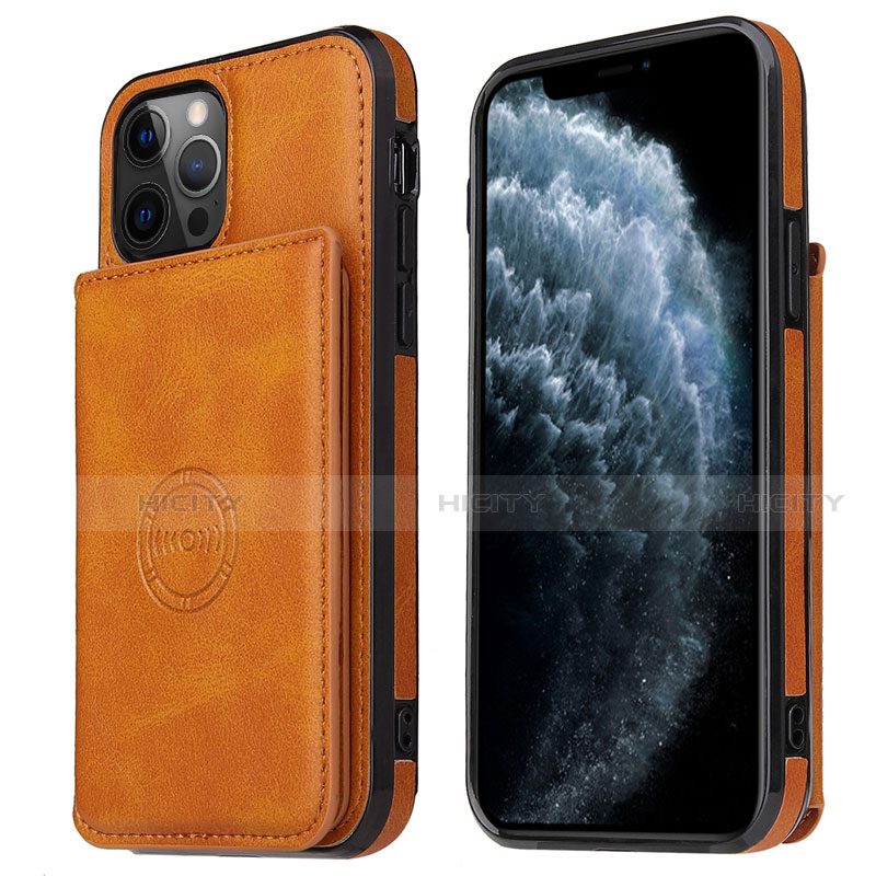 Handyhülle Hülle Luxus Leder Schutzhülle R01 für Apple iPhone 12 Pro Max Orange Plus