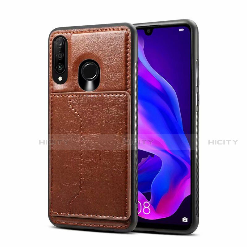 Handyhülle Hülle Luxus Leder Schutzhülle R01 für Huawei P30 Lite New Edition Braun