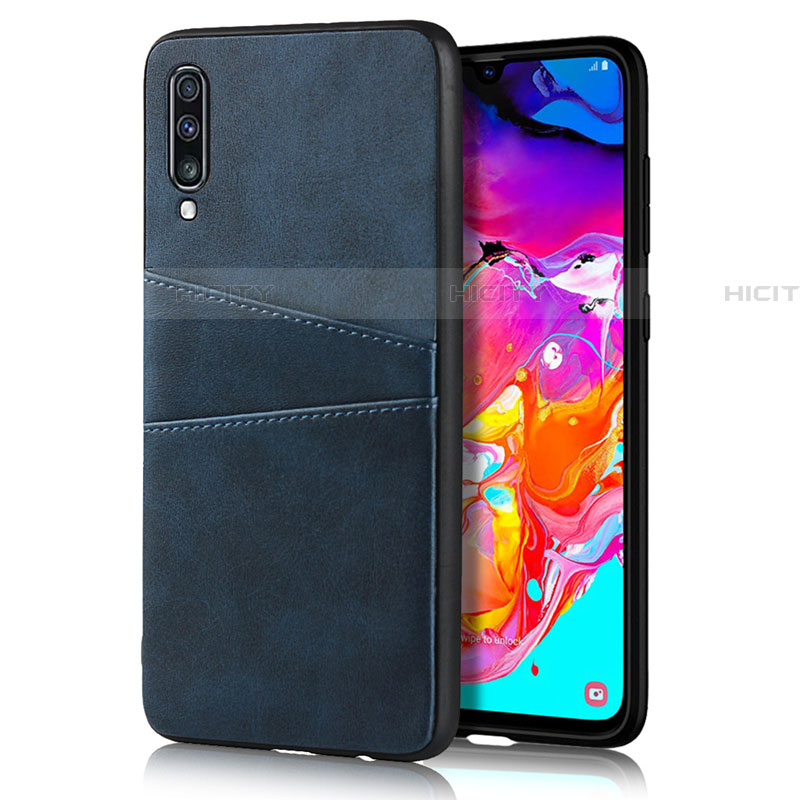 Handyhülle Hülle Luxus Leder Schutzhülle R01 für Samsung Galaxy A70 Blau Plus