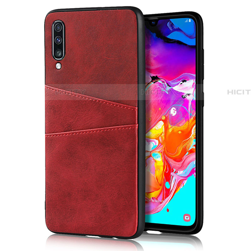 Handyhülle Hülle Luxus Leder Schutzhülle R01 für Samsung Galaxy A70 Rot Plus