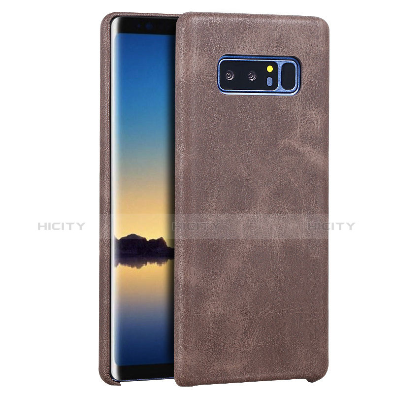 Handyhülle Hülle Luxus Leder Schutzhülle R01 für Samsung Galaxy Note 8 Duos N950F Braun