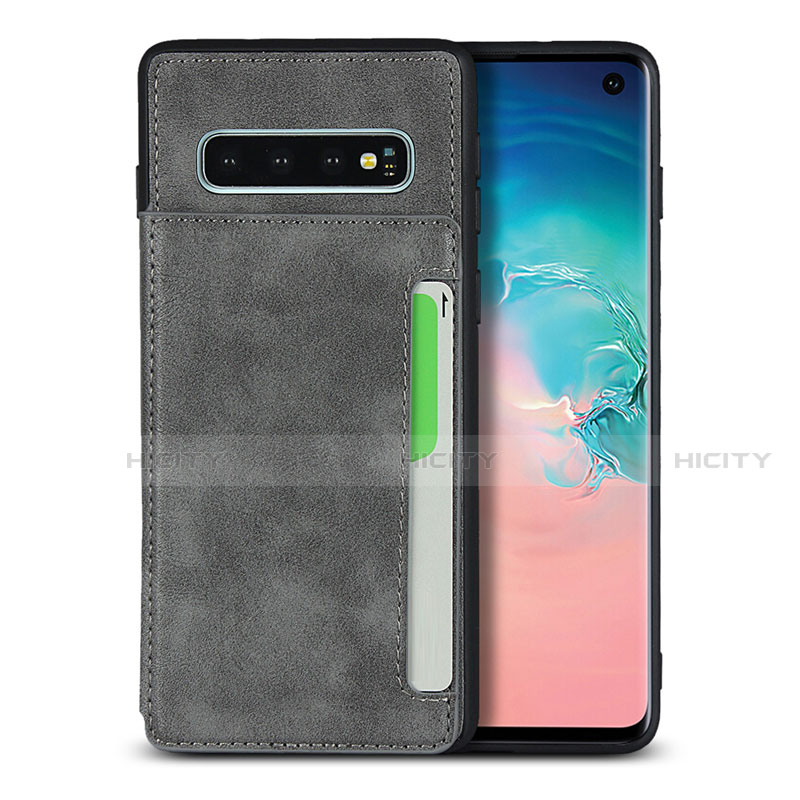 Handyhülle Hülle Luxus Leder Schutzhülle R01 für Samsung Galaxy S10 5G Grau