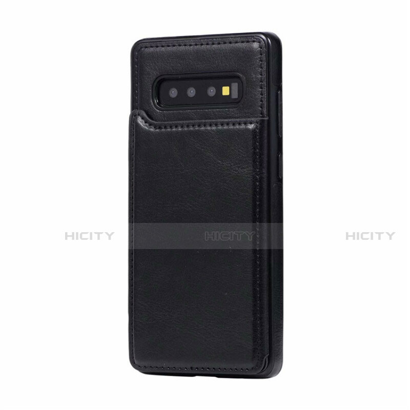 Handyhülle Hülle Luxus Leder Schutzhülle R01 für Samsung Galaxy S10 Plus Schwarz Plus