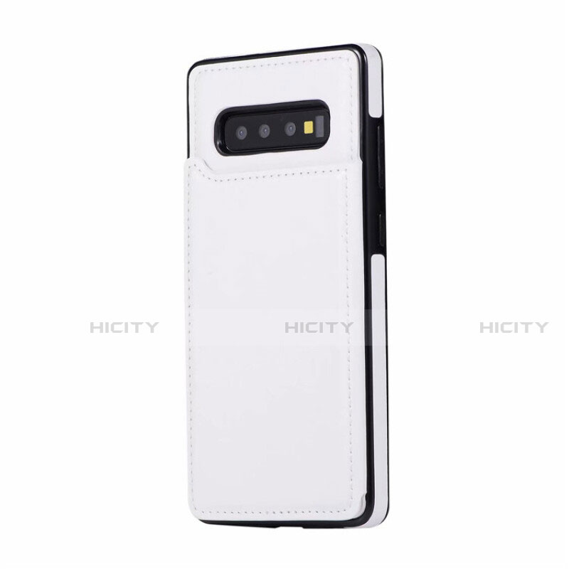 Handyhülle Hülle Luxus Leder Schutzhülle R01 für Samsung Galaxy S10 Plus Weiß