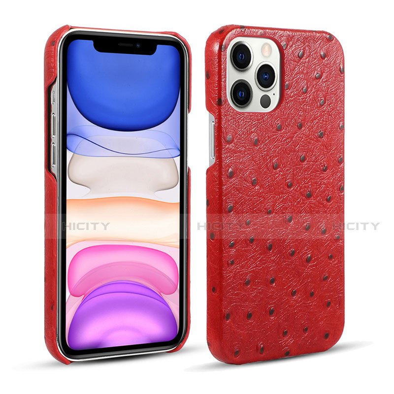 Handyhülle Hülle Luxus Leder Schutzhülle R02 für Apple iPhone 12 Pro Max Rot