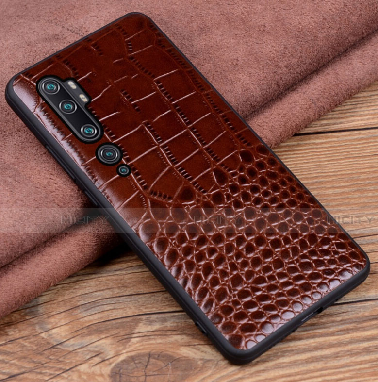 Handyhülle Hülle Luxus Leder Schutzhülle R02 für Xiaomi Mi Note 10 Braun