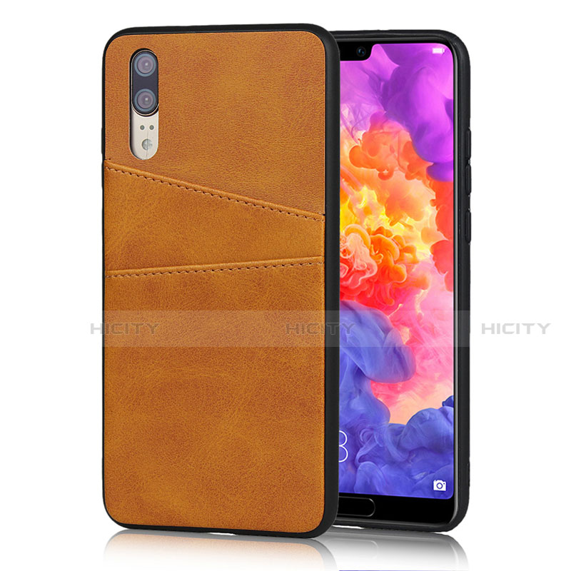 Handyhülle Hülle Luxus Leder Schutzhülle R03 für Huawei P20 Orange