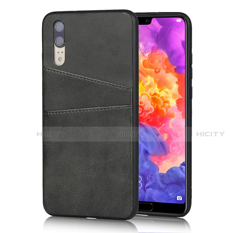 Handyhülle Hülle Luxus Leder Schutzhülle R03 für Huawei P20 Schwarz