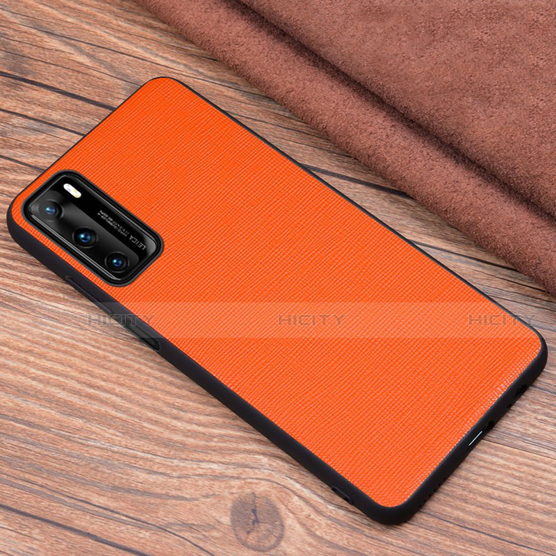 Handyhülle Hülle Luxus Leder Schutzhülle R04 für Huawei P40 Orange Plus