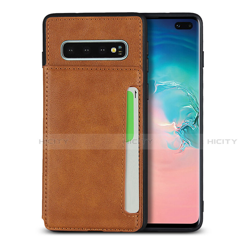 Handyhülle Hülle Luxus Leder Schutzhülle R05 für Samsung Galaxy S10 Plus Orange