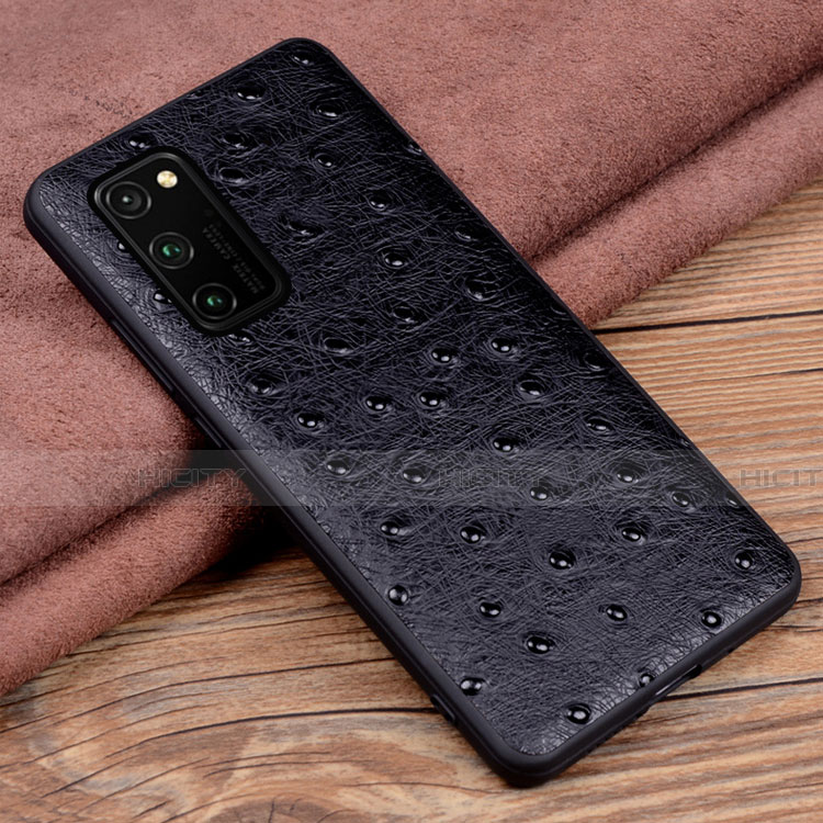 Handyhülle Hülle Luxus Leder Schutzhülle R07 für Huawei Honor V30 Pro 5G Schwarz Plus