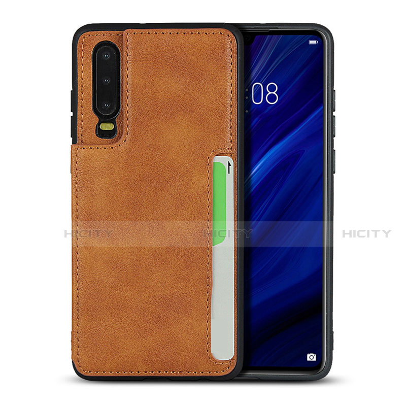 Handyhülle Hülle Luxus Leder Schutzhülle R08 für Huawei P30 Orange Plus