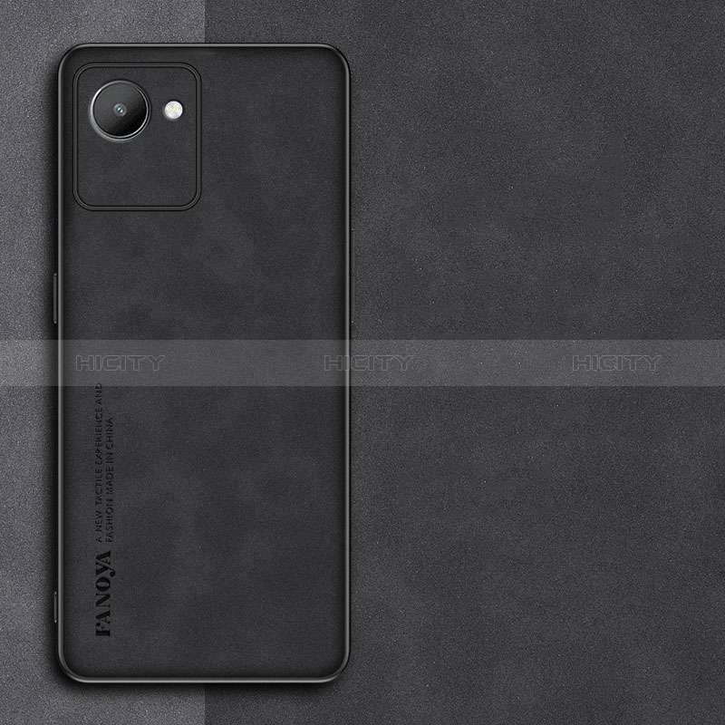 Handyhülle Hülle Luxus Leder Schutzhülle S01 für Realme C30 Schwarz Plus