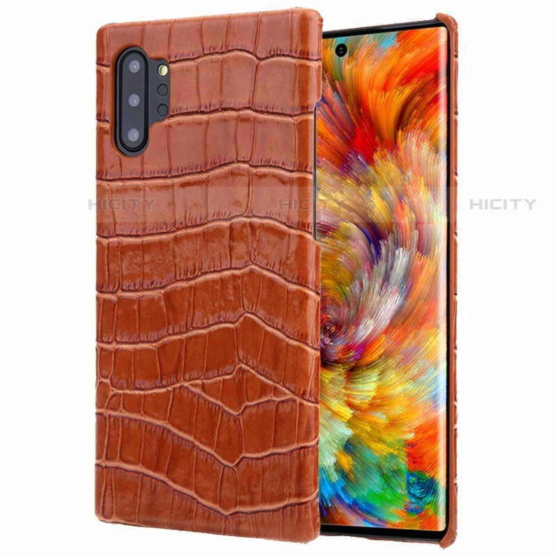 Handyhülle Hülle Luxus Leder Schutzhülle S01 für Samsung Galaxy Note 10 Plus Braun