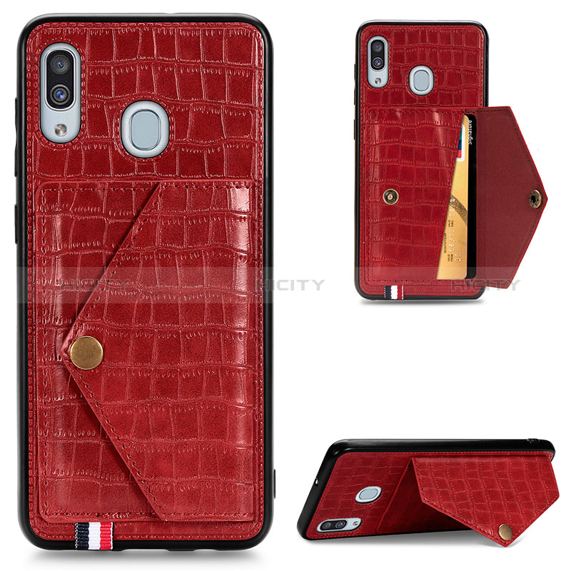 Handyhülle Hülle Luxus Leder Schutzhülle S01D für Samsung Galaxy A20 Rot