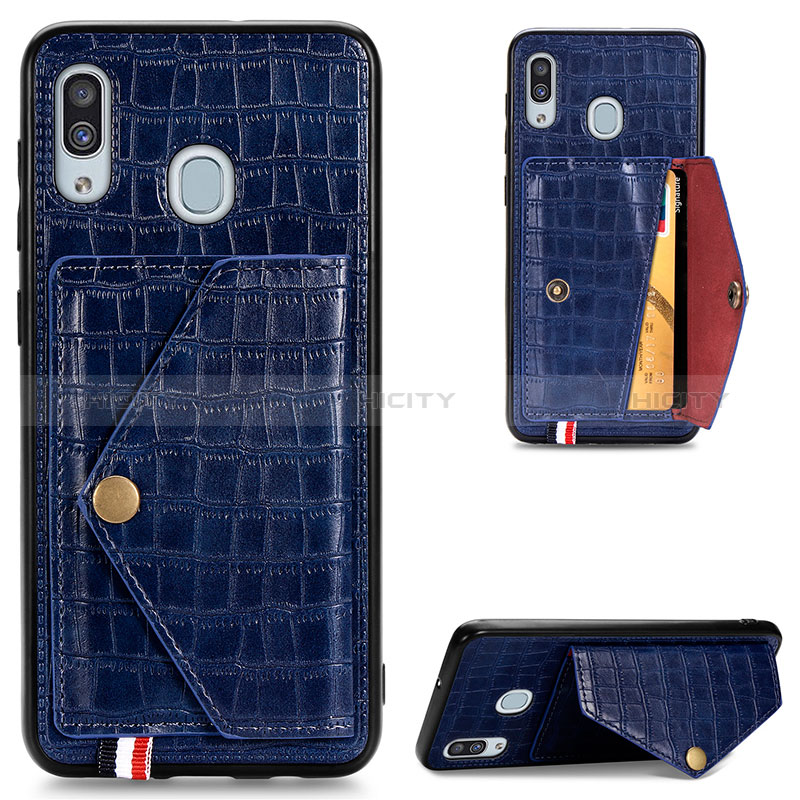 Handyhülle Hülle Luxus Leder Schutzhülle S01D für Samsung Galaxy M10S Blau