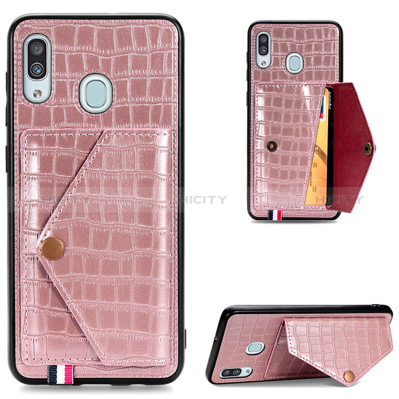 Handyhülle Hülle Luxus Leder Schutzhülle S01D für Samsung Galaxy M10S Rosegold