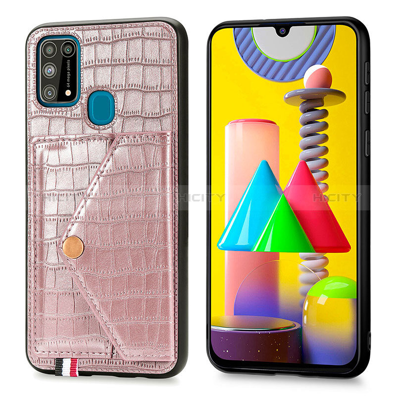 Handyhülle Hülle Luxus Leder Schutzhülle S01D für Samsung Galaxy M21s Rosegold Plus