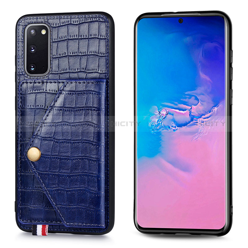 Handyhülle Hülle Luxus Leder Schutzhülle S01D für Samsung Galaxy S20 Blau Plus