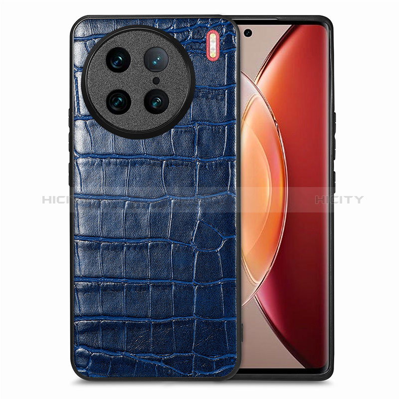 Handyhülle Hülle Luxus Leder Schutzhülle S01D für Vivo X90 Pro 5G Blau