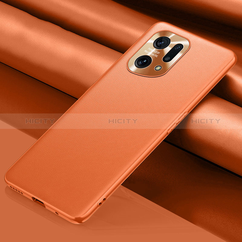 Handyhülle Hülle Luxus Leder Schutzhülle S02 für Oppo Find X5 5G Orange Plus